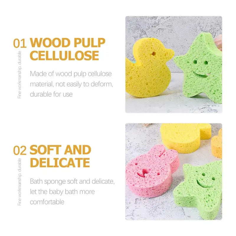 3 Pcs Children's Bath Sponge Sponges Body Wash Bathing Cute Frosted Wood Pulp Baby Shower Wood Pulp Cellulose Scrubber for Tools 4