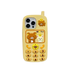 Playful Rilakkuma Bear Soft Silicone Phone Case Cover - iPhone 12 Pro (Yellow)
