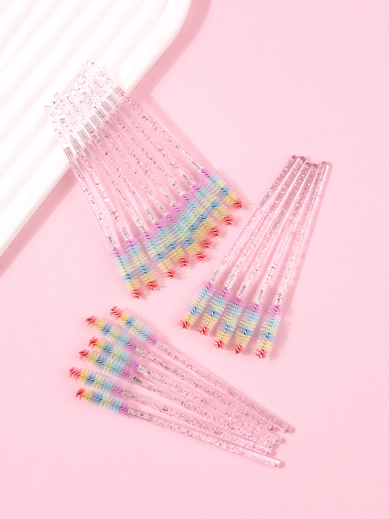 50pcs 컬러 속눈썹 브러쉬 래쉬 마스카라 완드 속눈썹 경기자 가짜 속눈썹 연장 도구 구부릴 수있는 눈썹 브러쉬 빗 LAUKISS