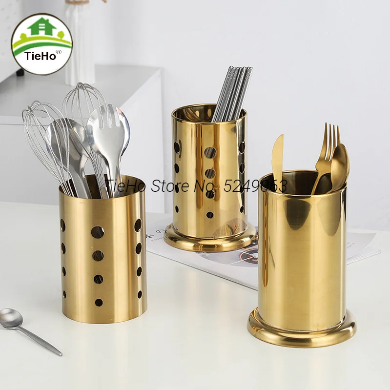 

New Golden Stainless Steel Chopsticks Rack Modern Minimalist Chopsticks Storage Box Thickened Kitchen Draining Chopsticks Cage