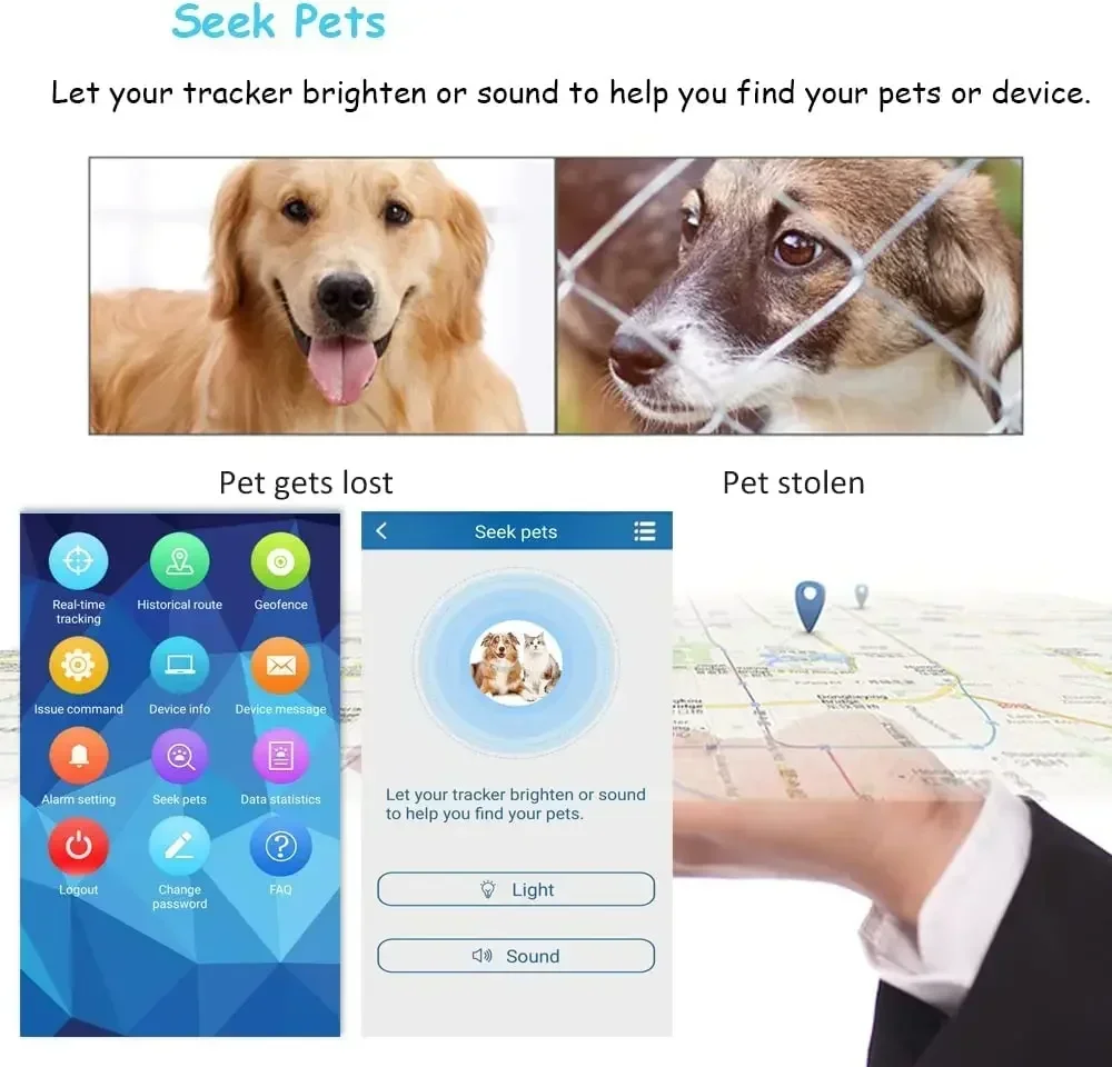 4G GPS Tracker Collar for Dog Animal Realtime Tracking GPS Locator Waterproof Anti-lost Voice Monitor Geofence Free APP Tracker