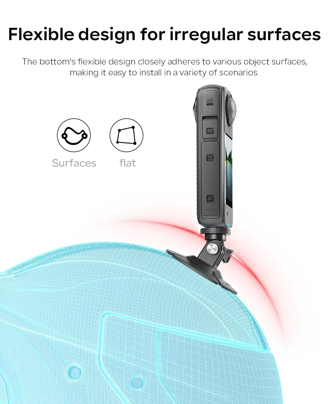 GO 3S Camera Flexible Adaptive Fixed Base For Insta360X5 Gopro DJI Osmo Nano/360/Action5 Motorcycle Helmet Curved Flat Mount action camera accessory action camera holder action camera mount