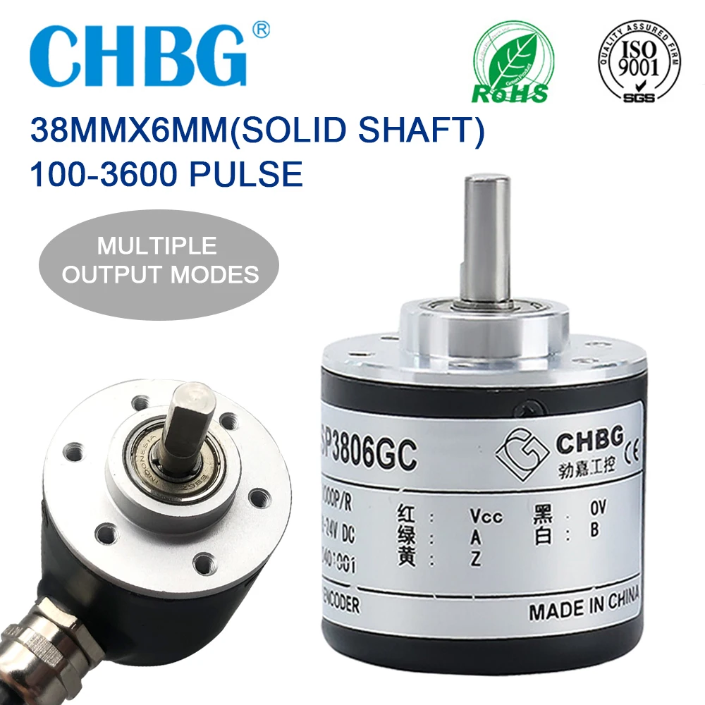 Chbg 38Mm Encoder Rotativo Incrementale 6Mm D Interruttore Ottico Albero Ab 2 Fasi 10-1024-3600 Ppr 5-24Vdc