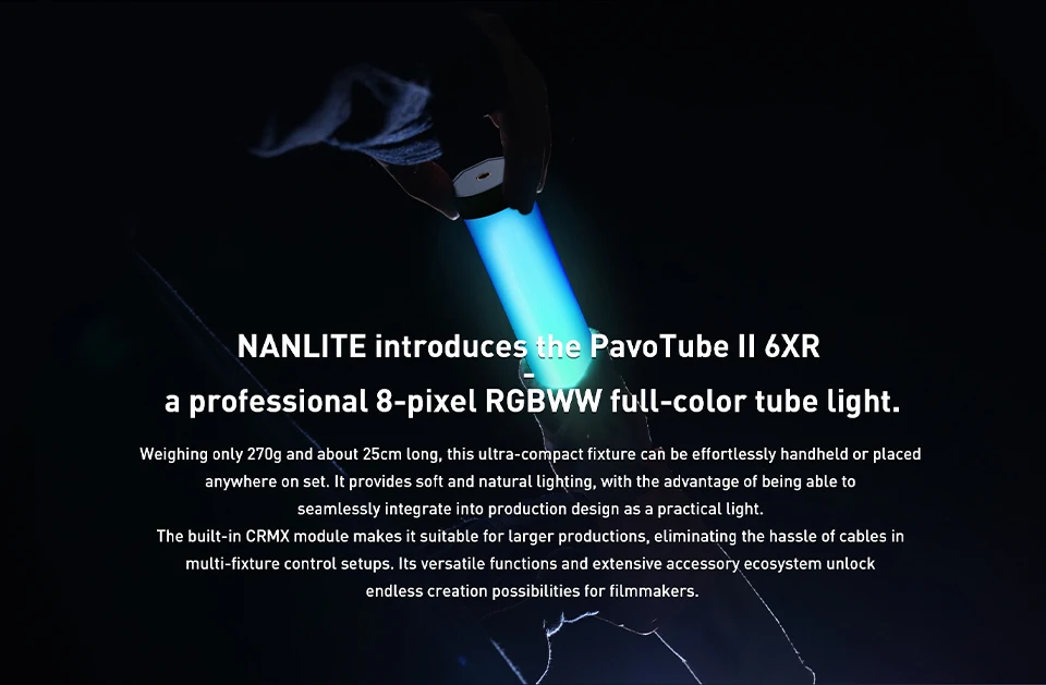Nanlite PavoTube II 6XR Tube Light 2700K-12000K RGBWW 8-Pixel T12 Video Fill Lig