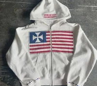 Autumn and winter new minimalist design color collision pattern women hooded sweatshirt Harajuku Y2k loose zipper sweatshirt - Image 5