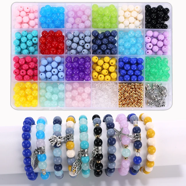 Handmade Jewelry Making Kit, 8mm Solid Colored Beads Gemstone