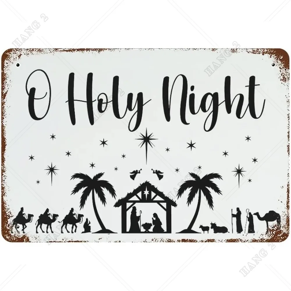 

Nativity Scene O Holy Night Sign Wall Art Christmas Decoration, Nativity Scene Indoor/Outdoor Farmhouse Metal