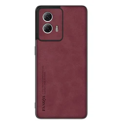 Premium Frosted PU Leather Anti-Shock Hard Case - Sleek Matte Finish for Moto G85 5G (Red)