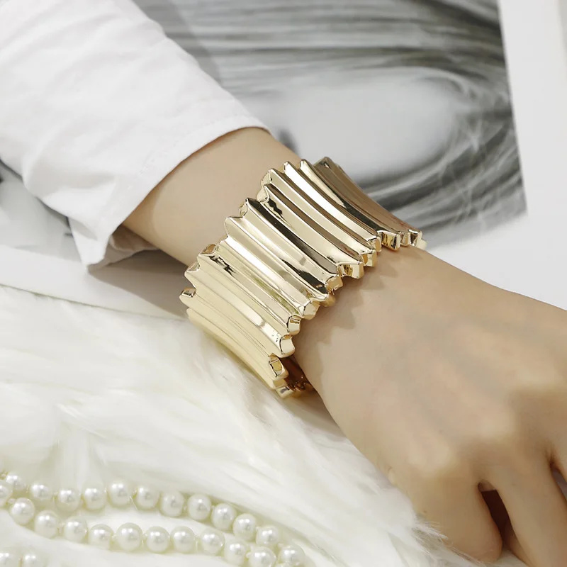 

Adixyn Wide Bangles Minimalist Alloy Gold Color Bracelets For Women Accessories Fashion Jewellery Europe Girls Party Gifts