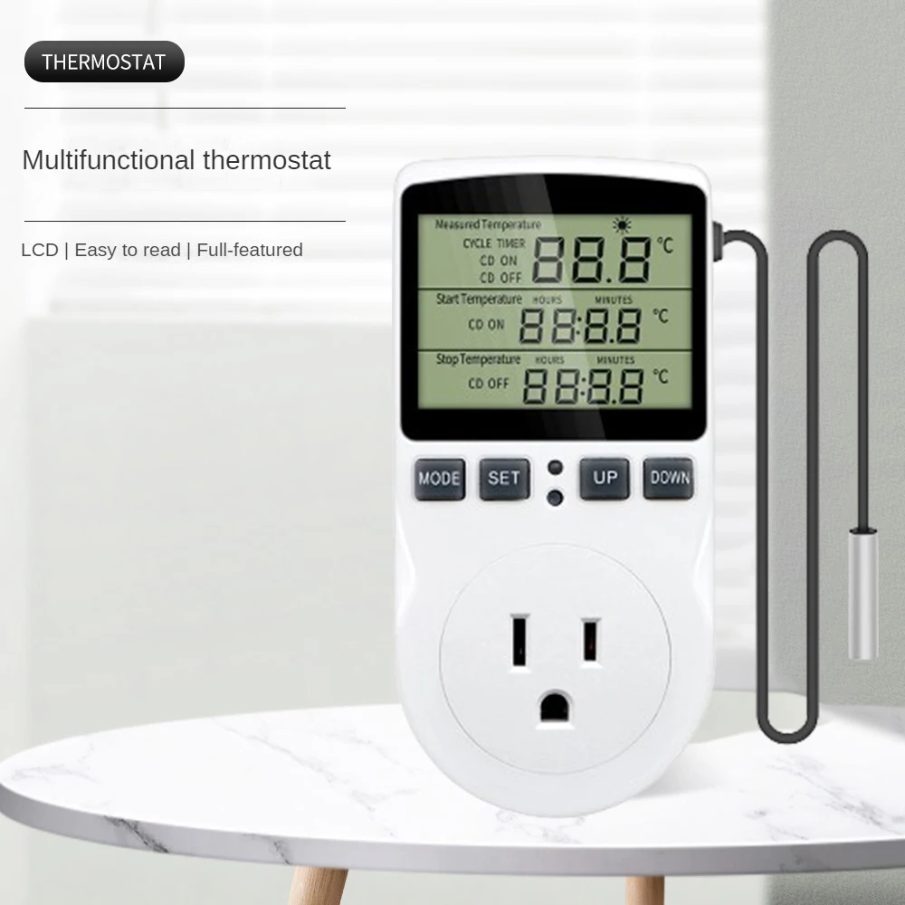 

1~8PCS Easy To Read Programmable Timer Precise With Countdown Temperature Control Switch Socket Thermostat