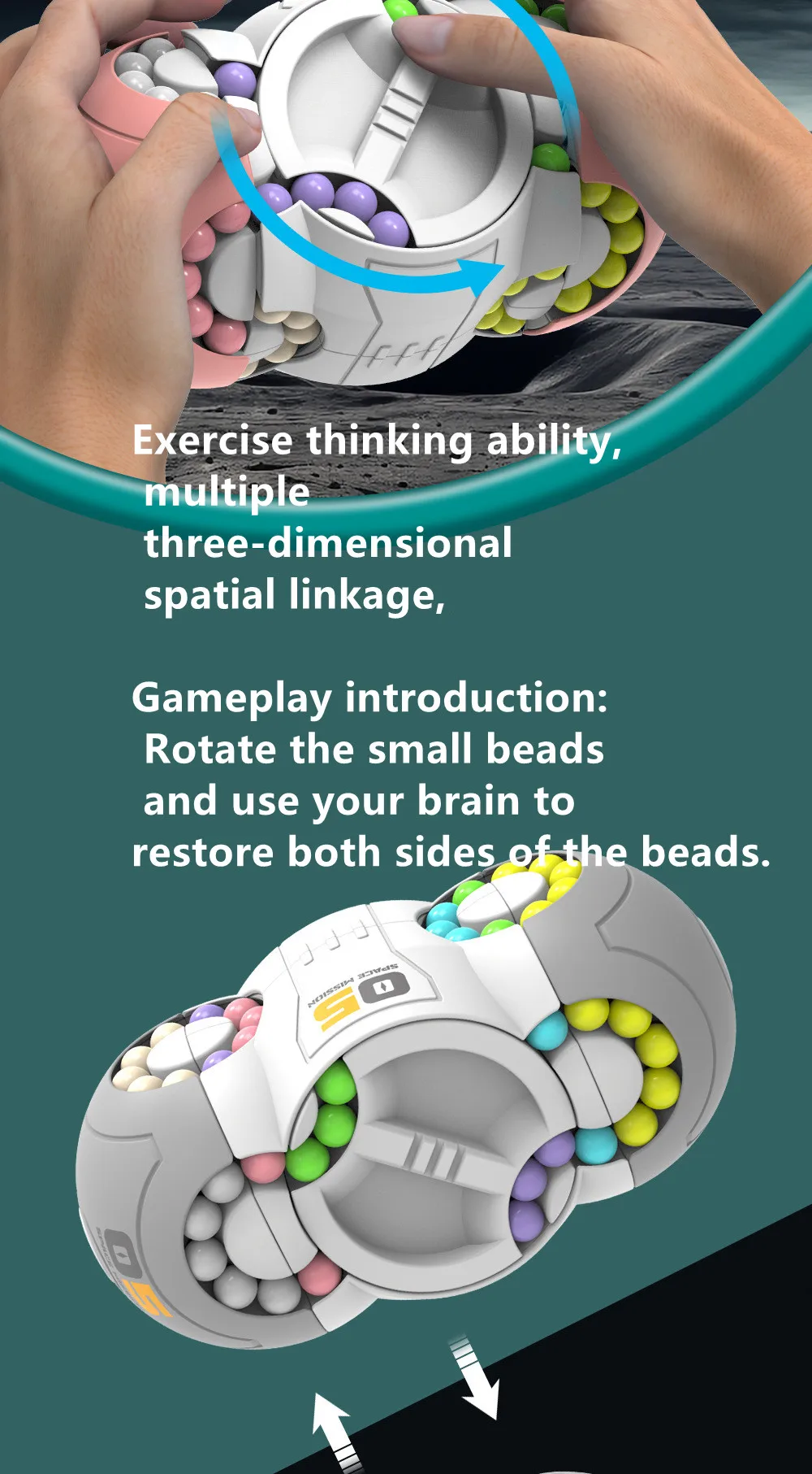 Eight-sided Rotation Finger Magic Beans Spin Gyro Antistress Fingertip Cube Bead Decompression Puzzles Game For Kids Gifts