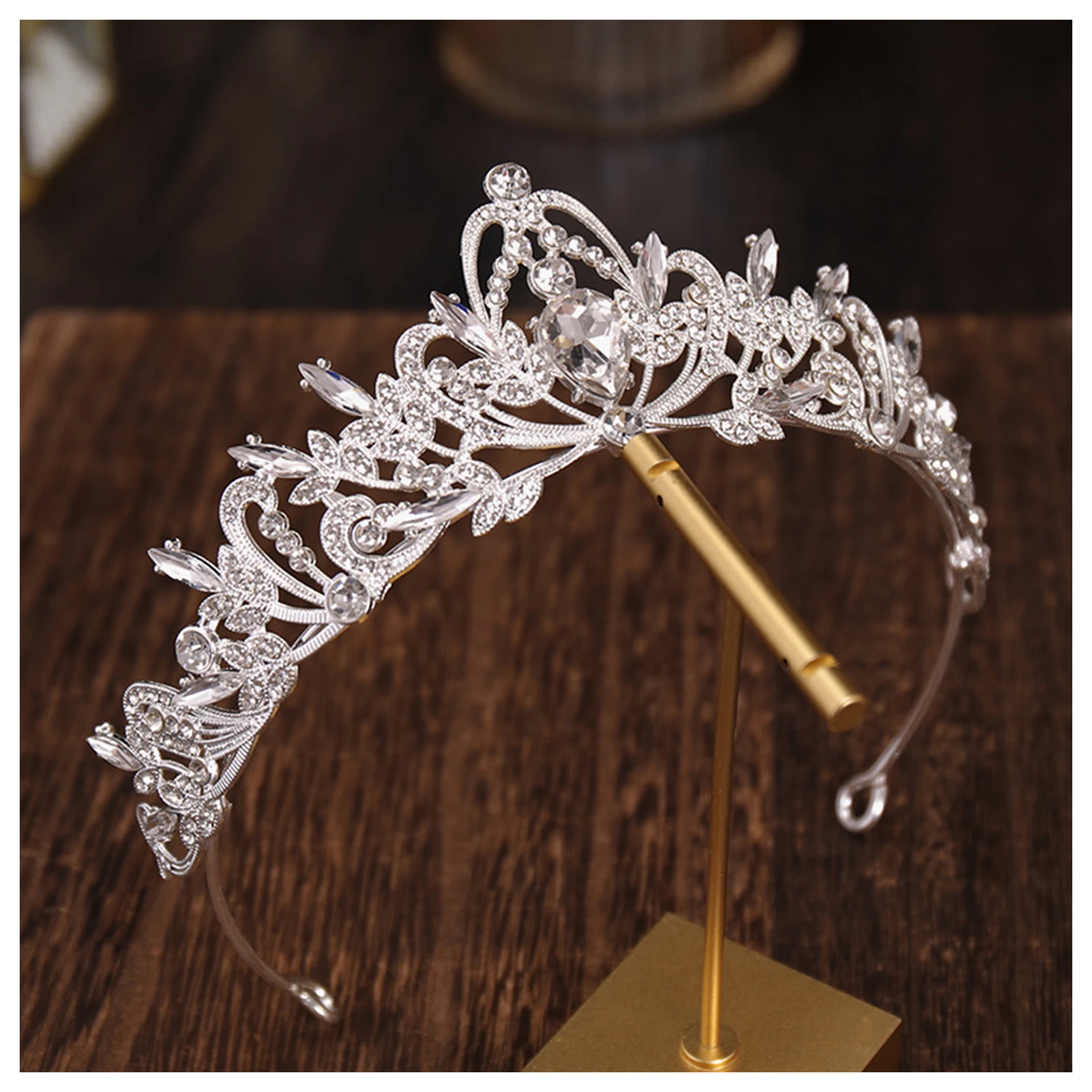 

Bridal Crown Headwear Rhinestones Inlaid Retro Headdress Alloy Crown Wedding Birthday Hair Accessories for Female
