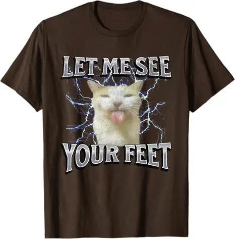 Your Feet Funny Offensive Cat Meme Bootleg Graphic T-Shirt for Men Women Y2k Humor Oiia Oiia Cat Joke Saying Tee Kitty Lover Top – Detail 6