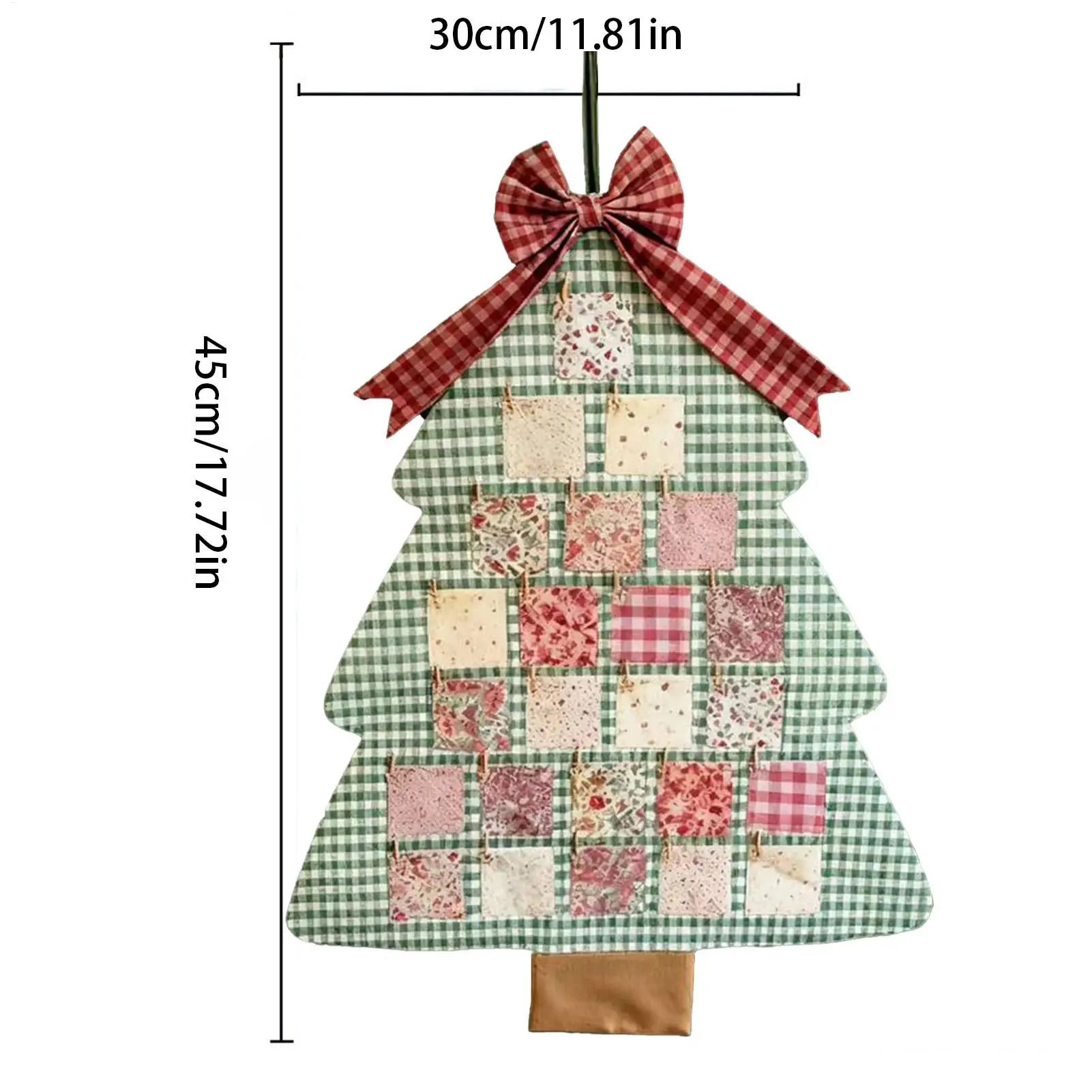 Christmas Calendar Christmas Tree 24-Days Home Decor Handmade Countdown With 24 Pockets For Living Room Hallway Bedroom Office