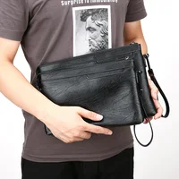 Pochette d'affaires Design de marque à la mode, sacs enveloppe en cuir PU de haute qualité, portefeuille de voyage décontracté pour hommes, poche pour téléphone portable 6