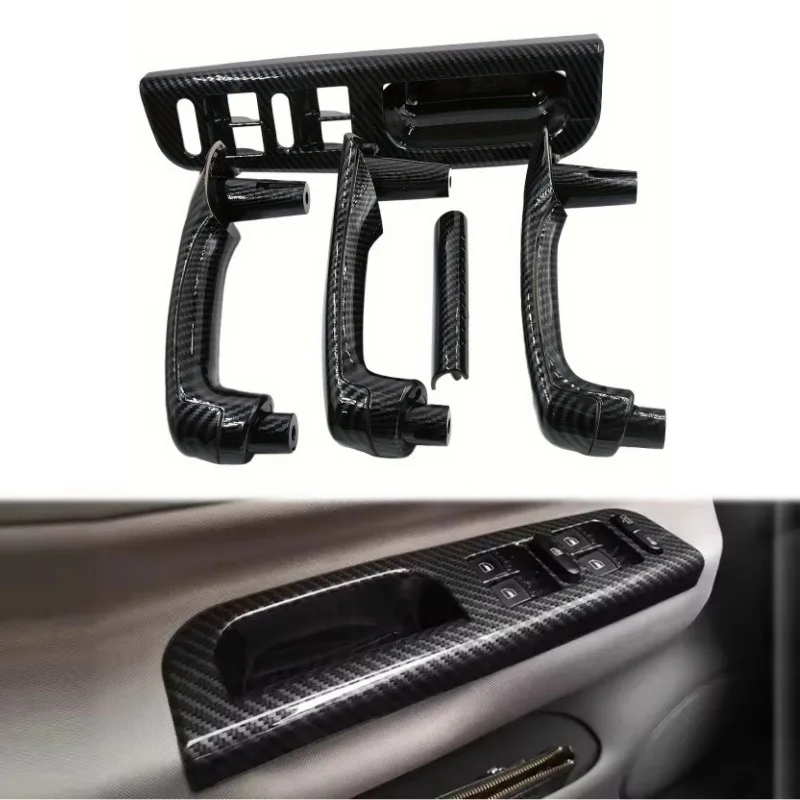 LHD 차량용 실내 앞뒤 좌우 카본 파이버 도어 손잡이 VW 보라 골프 4 MK4 제타 1999-2004 3B1867171E