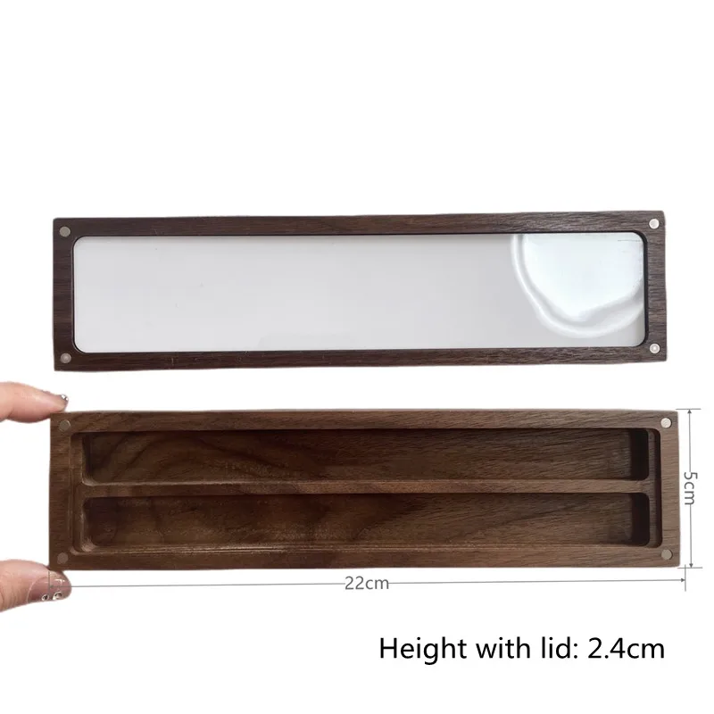 Black Walnut Watercolor Box 12/24 Color Portable Palette Watercolor Paint Storage Box with Lid Paint Tray Painting Art Supplies