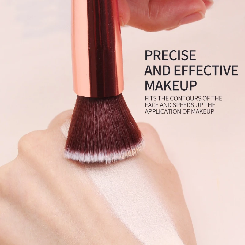 High Quality Long Wood Handle Eye Makeup Brush Simple Design Comfortable Soft Brush Flat Top Foundation Brush Makeup for Face