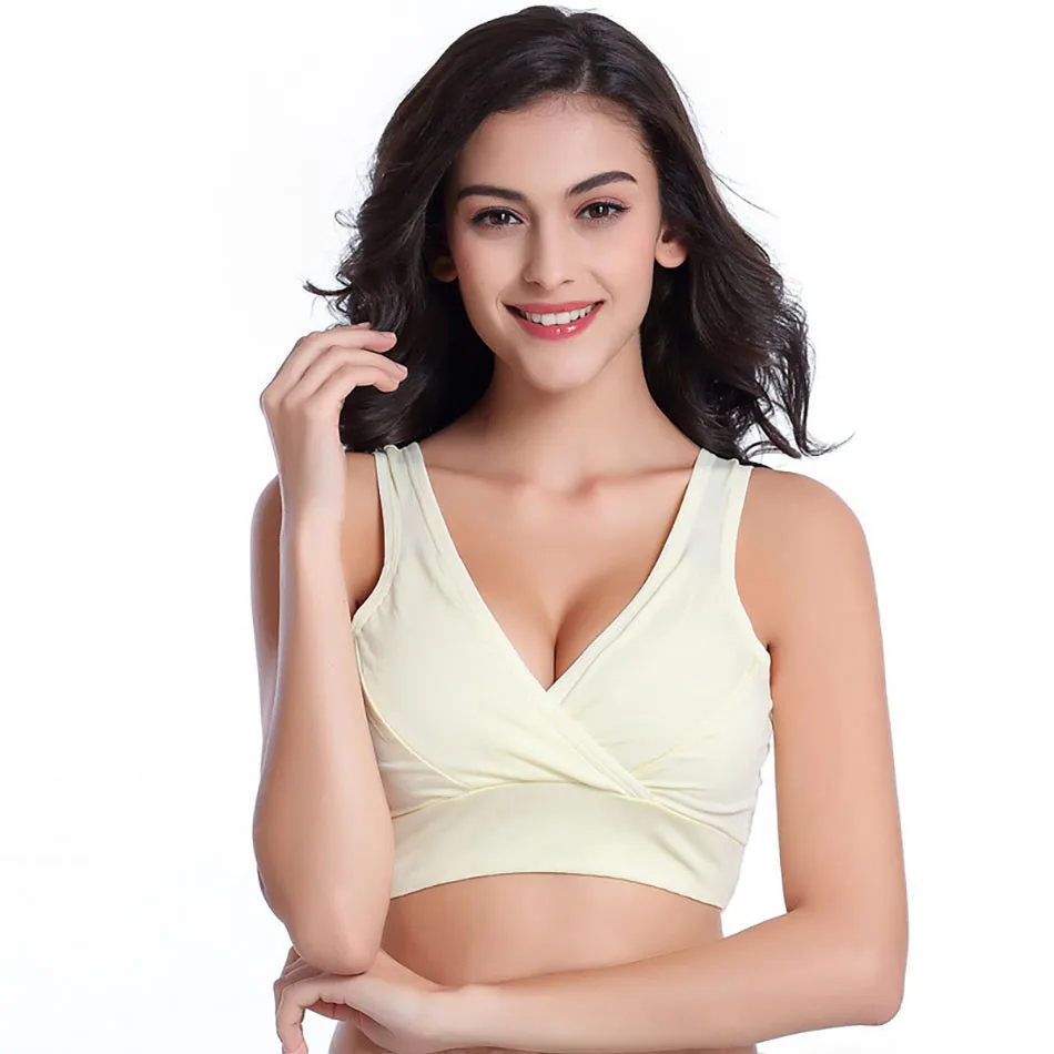 Pregnant Women Tank Tops Maternity Wide Shoulder Strap Comfort Bralette Without Underwire Cross Over Breastfeeding Bra Women Bra 4