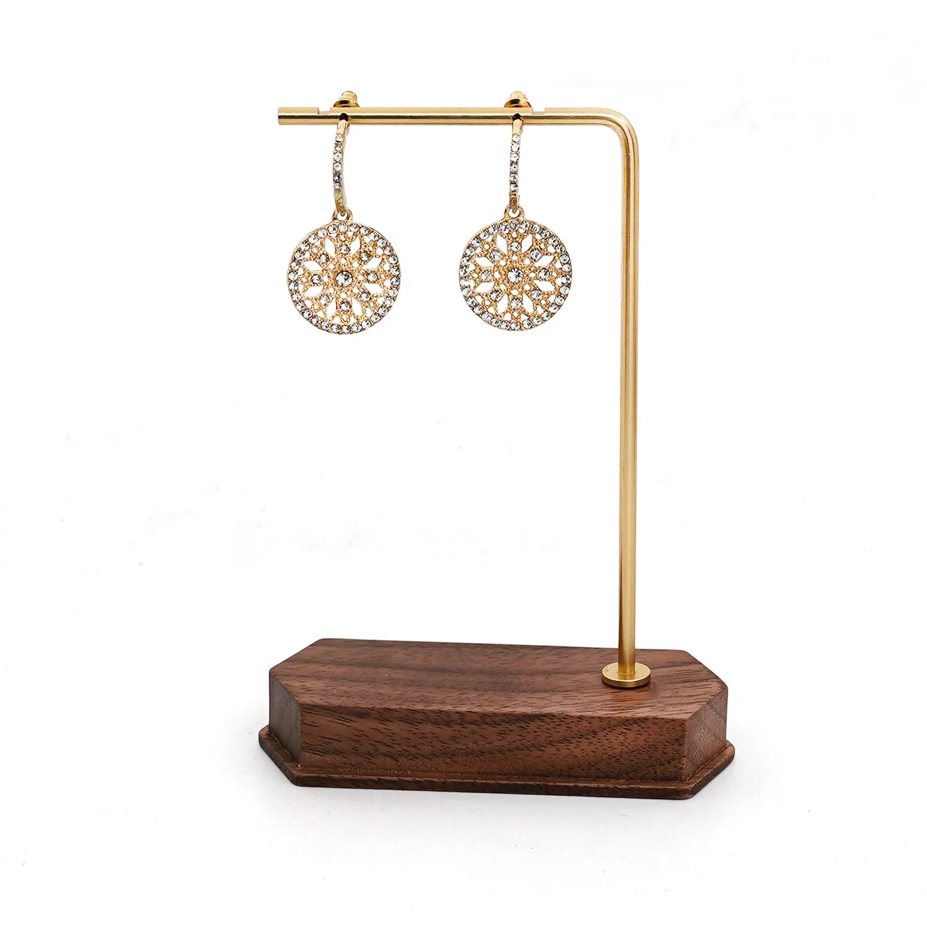 Elegant Copper and Wood Jewelry Display Stand for Necklaces and Earrings