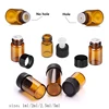 10Pcs glass bottle 1ml 2ml 2.5ml 5ml Amber Glass Vials, Mini Essential Oil Bottles with Orifice Reducer & Black Plastic Cap 1