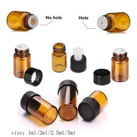 10Pcs glass bottle 1ml 2ml 2.5ml 5ml Amber Glass Vials, Mini Essential Oil Bottles with Orifice Reducer & Black Plastic Cap 1