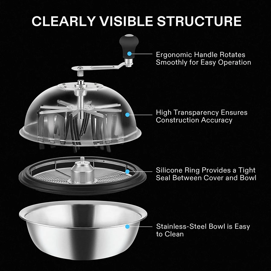 Silver Manual Leaf Bowl Trimmer Machine, Twisted Spin Cut for Plant Bud and Flower, Upgraded Sharp Gears, 13 