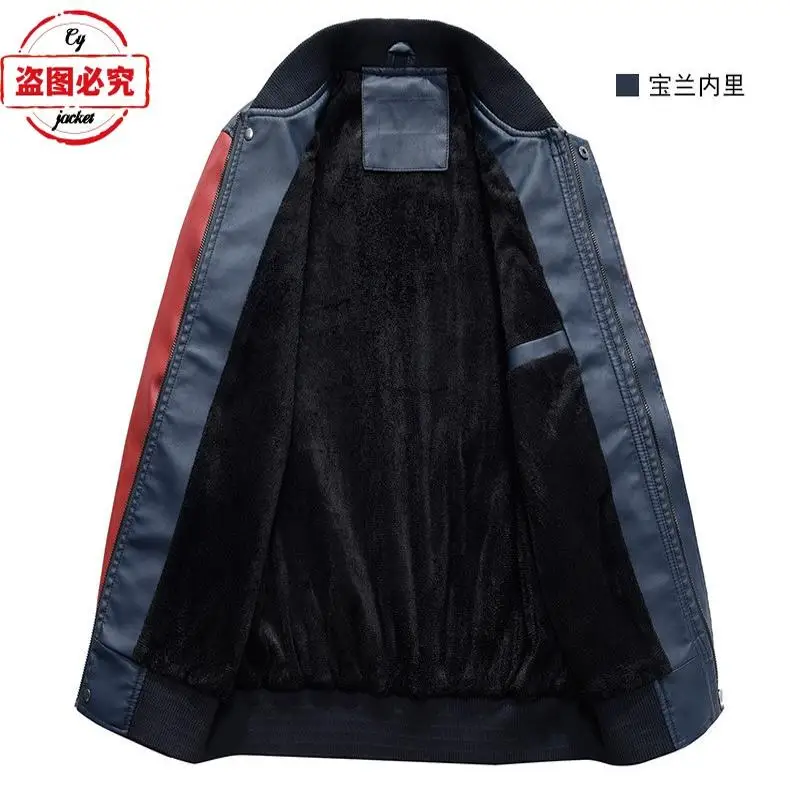 SAAB car LOGO color matching retro washed pu leather jacket men's SAAB team pilot jacket team suit 5