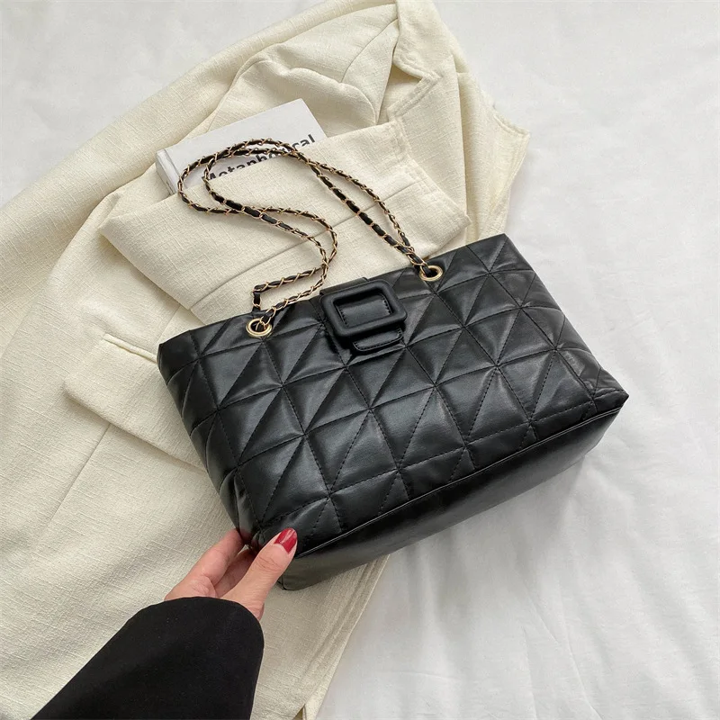 High-Grade Tote Bag Female 2023 Chic Rhombus Chain Bag Niche Commuter Shoulder Bag Tote Bags for Women Underarm Handbag