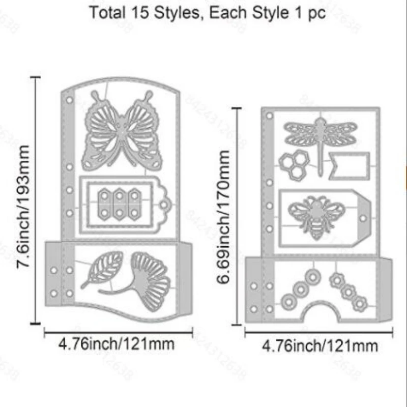 3D 나비 잠자리 꿀벌 탄소강 엠보싱 도구 템플릿, DIY 스크랩북 장식, 엠보싱 종이 카드 B125