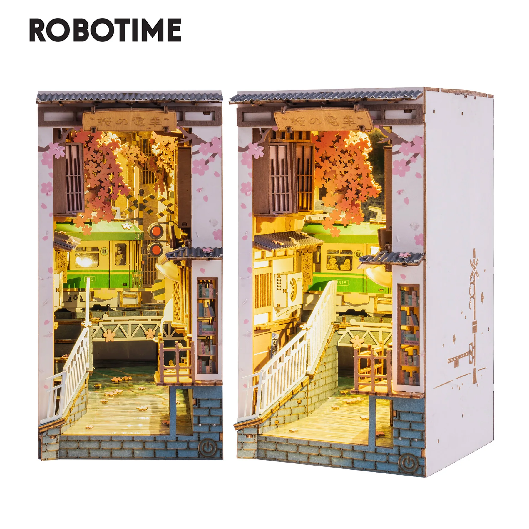ROBOTIME Sakura Densya Maison de poupée en Bois, DIY Book Nook Kit