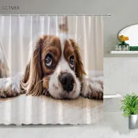 Animal Dog Shower Curtains 3D Printed Bathroom Decor Waterproof Polyester Cloth Children's Bath Curtain Washable With Hooks 2