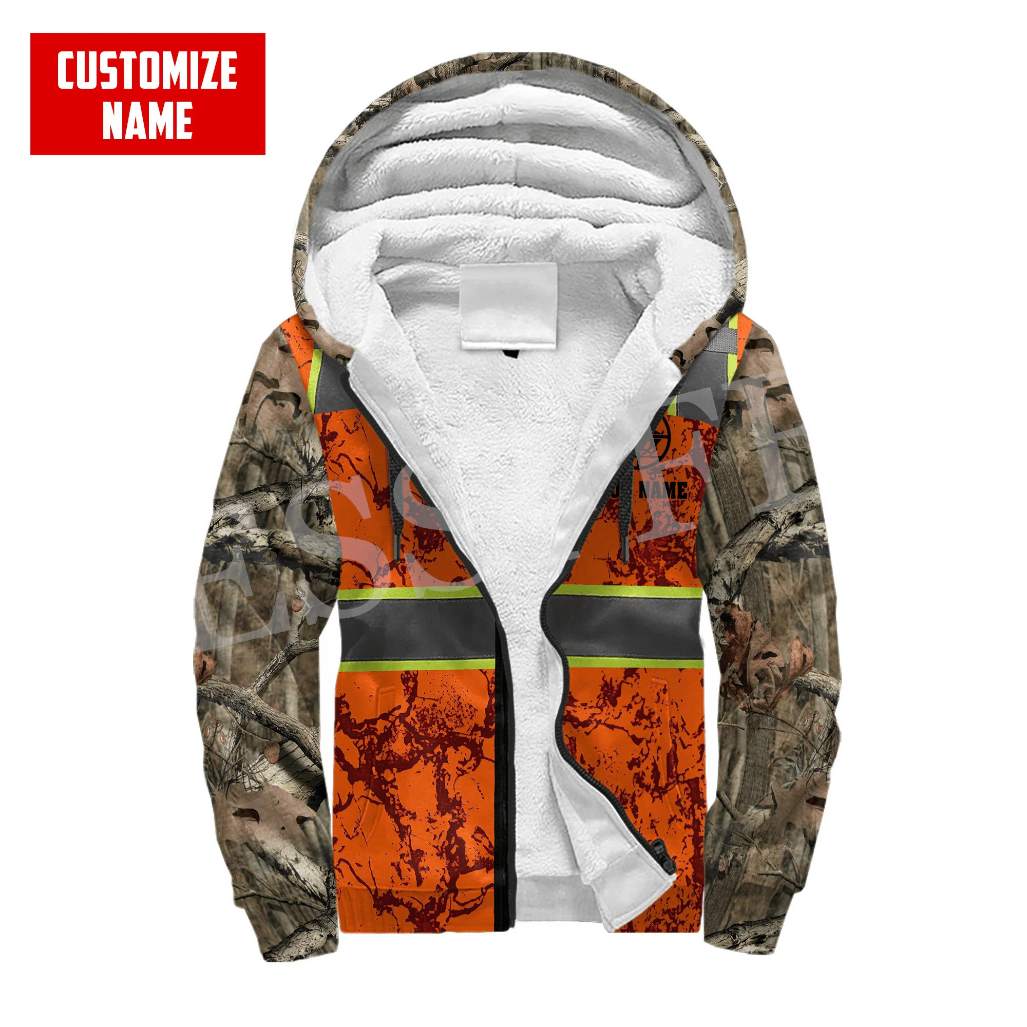 Custom Name Deer Hunting Animal Hunter Camo Cosplay Retro 3DPrint Men/Women Harajuku Winter Coat Fleece Hoodies Casual Jacket X4