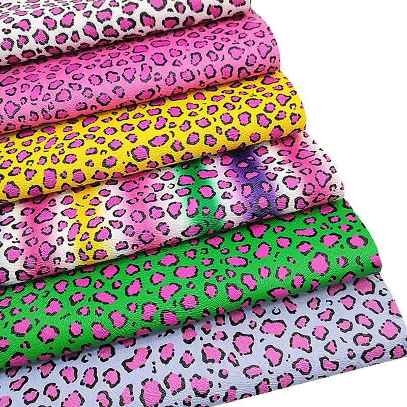 Leopard Custom Synthetic Leather Sheets Smooth Fabric Sheets Faux Leather For Bags Shoes Bows DIY Craft Sheets Mini Rolls W052