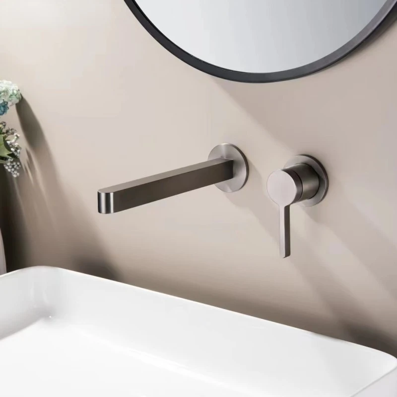 

Настенный смеситель Gunmetal, серый смеситель для раковины, настенный смеситель умывальник для туалетной комнаты, роскошный смеситель для стены