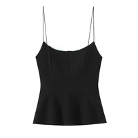 Willshela Women Fashion Solid Pleated Backless Side Zipper Tops Vintage Thin Straps Square Collar Female Chic Lady Camis - Image 6