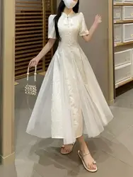 Women Black White Improved Cheongsam High-Fashion One Set Slim Summer Dress New Traditional Vintage Style Qipao S To XXL