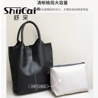 Sac à main en cuir véritable pour femmes, fourre-tout de banlieue en cuir de vache souple, fourre-tout à bandoulière, grand sac seau de luxe de styliste 3