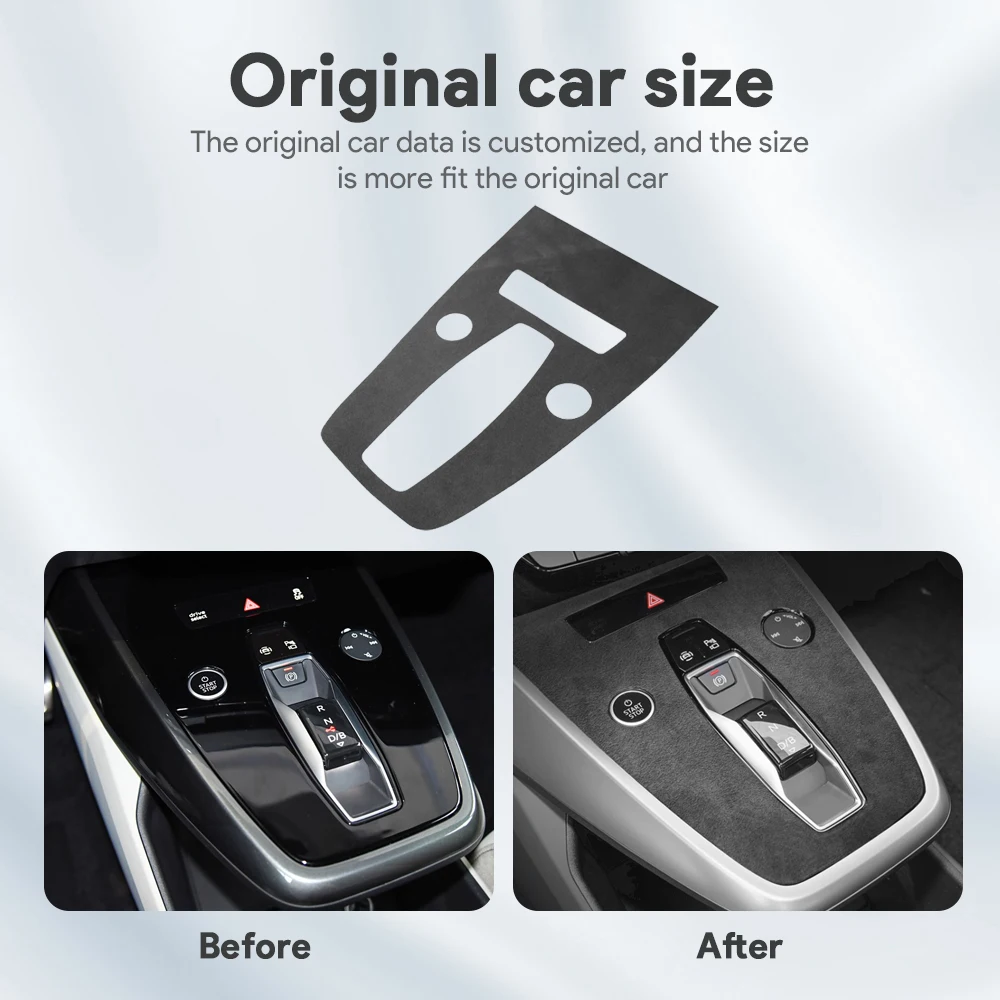 아우디 Q4 E트론 2021-2025 E-트론 2022 2023 2024 2025 LHD RHD 센터 콘솔 기어 변속 패널 내부용  최고급 스웨이드 트림 스티커-Freehip.co.kr