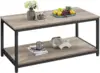 Coffee Table with Storage Shelve, Industrial Gray Coffee Table, Easy Assembly, Wooden Coffee Table for Living Room, Gray 2