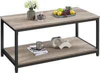 Coffee Table with Storage Shelve, Industrial Gray Coffee Table, Easy Assembly, Wooden Coffee Table for Living Room, Gray 2
