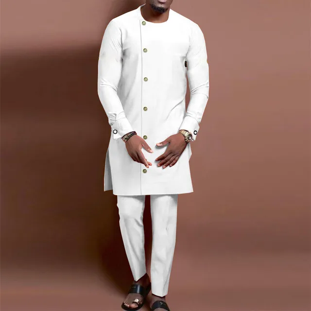 Chima Single Breasted Two Piece Dashiki Outfit - Image 2