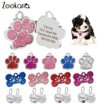 Anti-lost Custom Dog ID Tag Engraved Pet Dog Collar Accessories Personalized Cat Puppy ID Tag Stainless Steel Bone/Paw Name Tags 1