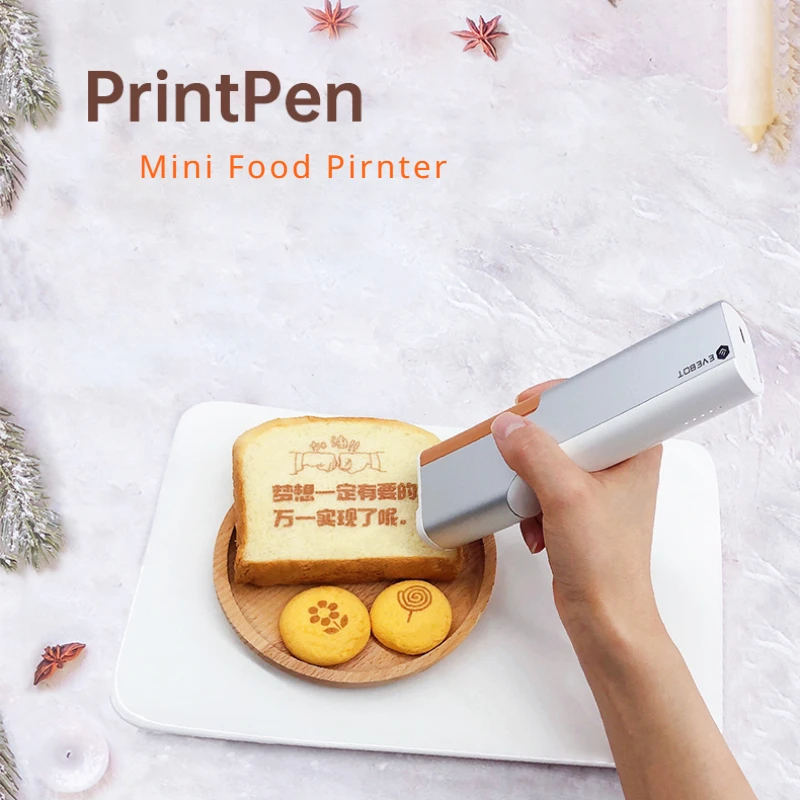 Ручной пищевой принтер EVEBOT PrintPen, 1 шт., для хлеба, печенья, макарон, DIY шаблон логотипа, съедобный струйный принтер