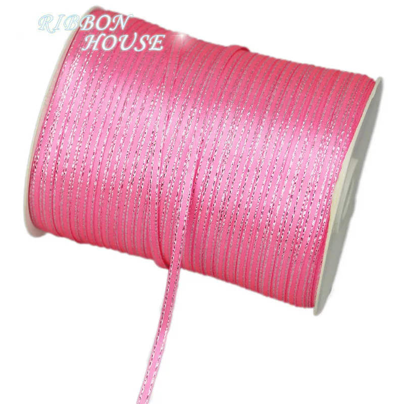 (40 Meters/lot) 3mm Silver Edge Satin Ribbon Lace Fabric  DIY Jewelry Decorative Accessories Handmade DIY Ribbon