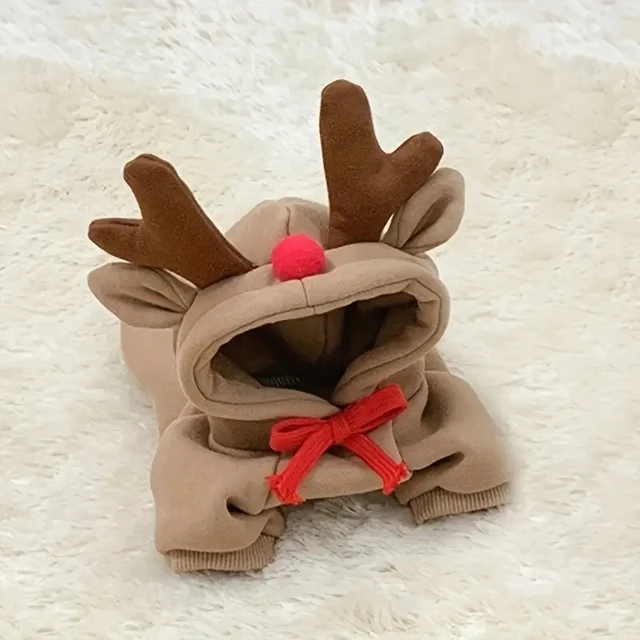 Pullover de Noël pour Chien Renne - Sweat à capuche pour petits, jouets, mini et moyens races - Chaleur en polyester tissé pour 6