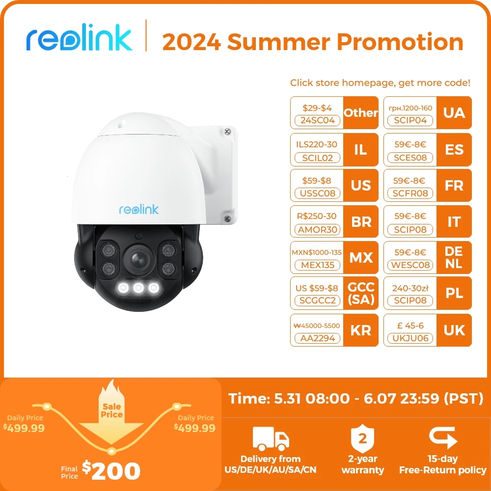 Reolink 8MP PoE IP Camera PTZ Pan/Tilt 5X Optical Zoom Human/Car/Pet Detection Color Night Vision 2-way Audio Security Camera