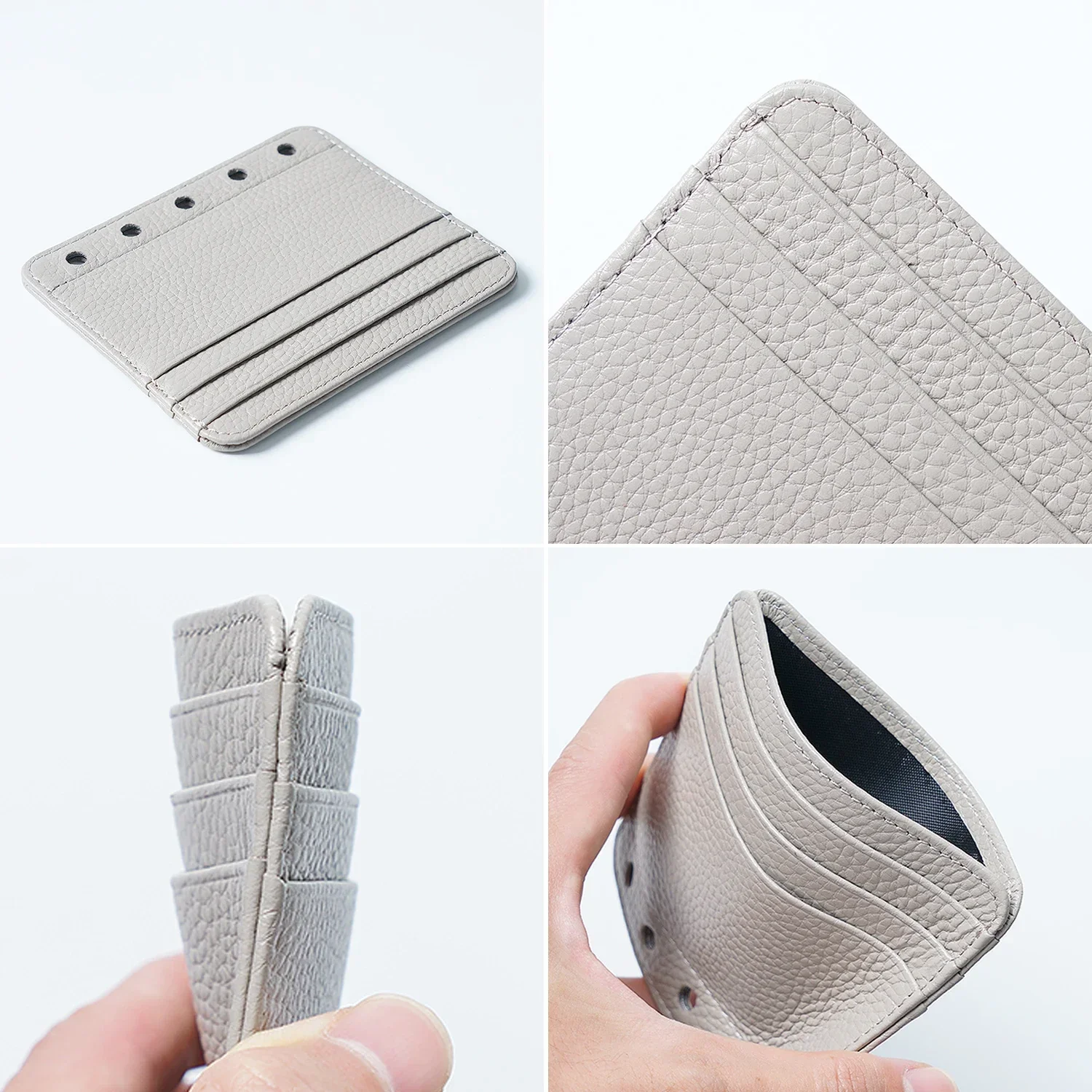 Moterm 카드 홀더 플라이리프(링 플래너용) 6개 카드 슬롯 및 중간 포켓 소가죽 ID 신용 카드 가방 노트북 액세서리