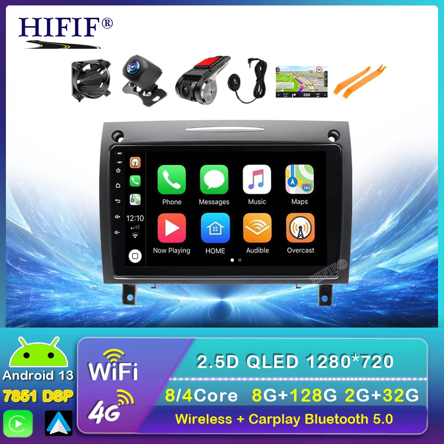 

Автомагнитола 2 Din, Android 13, для Mercedes-Benz SLK-Class SLK Class R171 2004-2011, GPS-навигация, DVD, 4G, камера, Wi-Fi, без DVD плеера