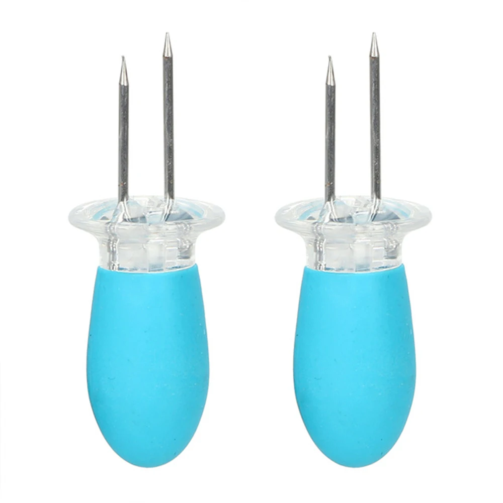 1~4PCS Set BBQ Corn Holders Safe Stainless Steel Corn On The Cob Holders Skewers Needle Prongs For BBQ Barbecue Hand Tools